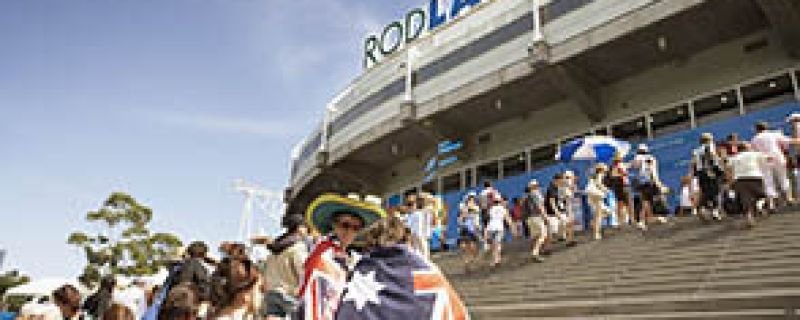 Crowds of spectators outside Rod Laver Arena for the Australian