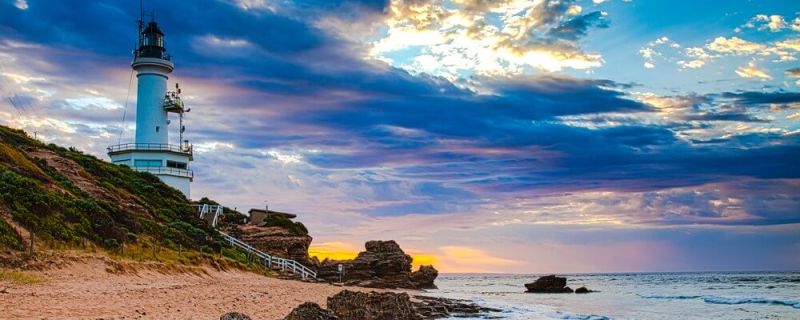 Sunrise view of lighthouse at Point Lonsdale Australia